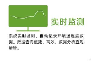 實時監(jiān)測：系統(tǒng)實時監(jiān)測、自動記錄環(huán)境溫濕度數(shù)據(jù)。 數(shù)據(jù)查詢便捷、高效，數(shù)據(jù)分析直觀清晰。